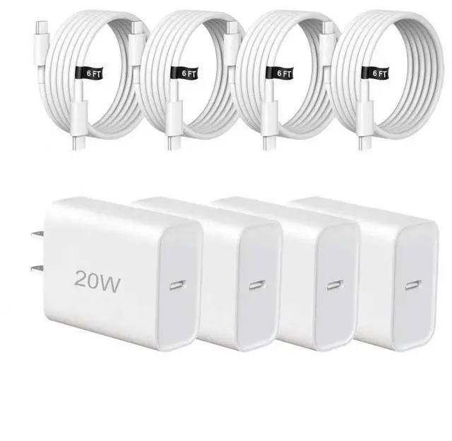 Main image of USB C Charger Block Fast Charging,Charger Adapter,4 Pack Type C Wall Charger with 6FT Fast Charging Cable for iPhone 17/17 Plus/17 Pro Max/16/16 Pro Max/15 Pro Max (White, USB Type C)