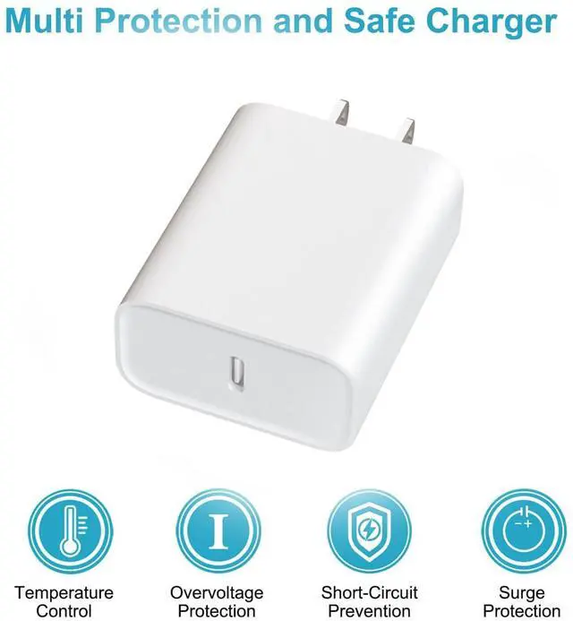 Alt view image 3 of 7 - USB C Charger Block Fast Charging,Charger Adapter,4 Pack Type C Wall Charger with 6FT Fast Charging Cable for iPhone 17/17 Plus/17 Pro Max/16/16 Pro Max/15 Pro Max (White, USB Type C)