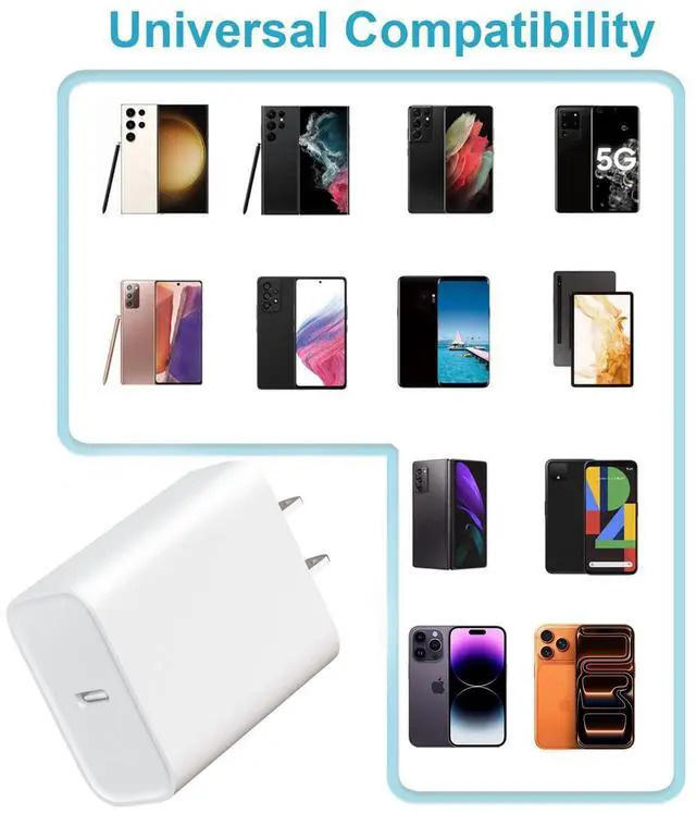 Alt view image 7 of 7 - USB C Charger Block Fast Charging,Charger Adapter,4 Pack Type C Wall Charger with 6FT Fast Charging Cable for iPhone 17/17 Plus/17 Pro Max/16/16 Pro Max/15 Pro Max (White, USB Type C)