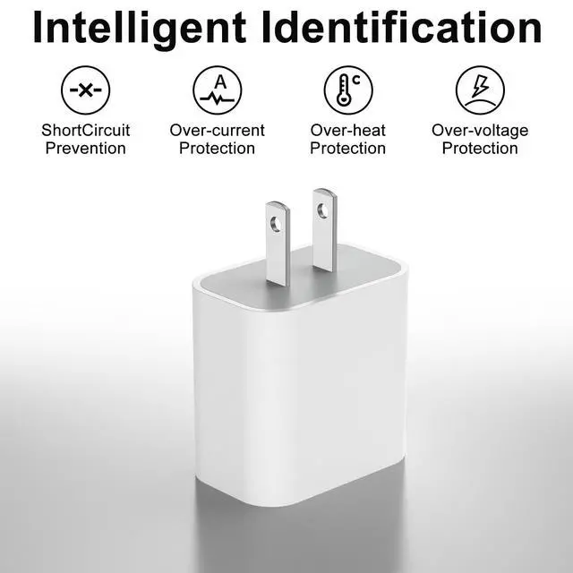 Alt view image 4 of 7 - 2 Pack 20W USB C Charger Block, Dual Port Type C Fast Charging Wall Charger Power Adapter Brick Cube for iPhone 17 16 15 14 Plus/Pro/Pro Max/17 Air, 13/12/11, XS/XR/X (White)