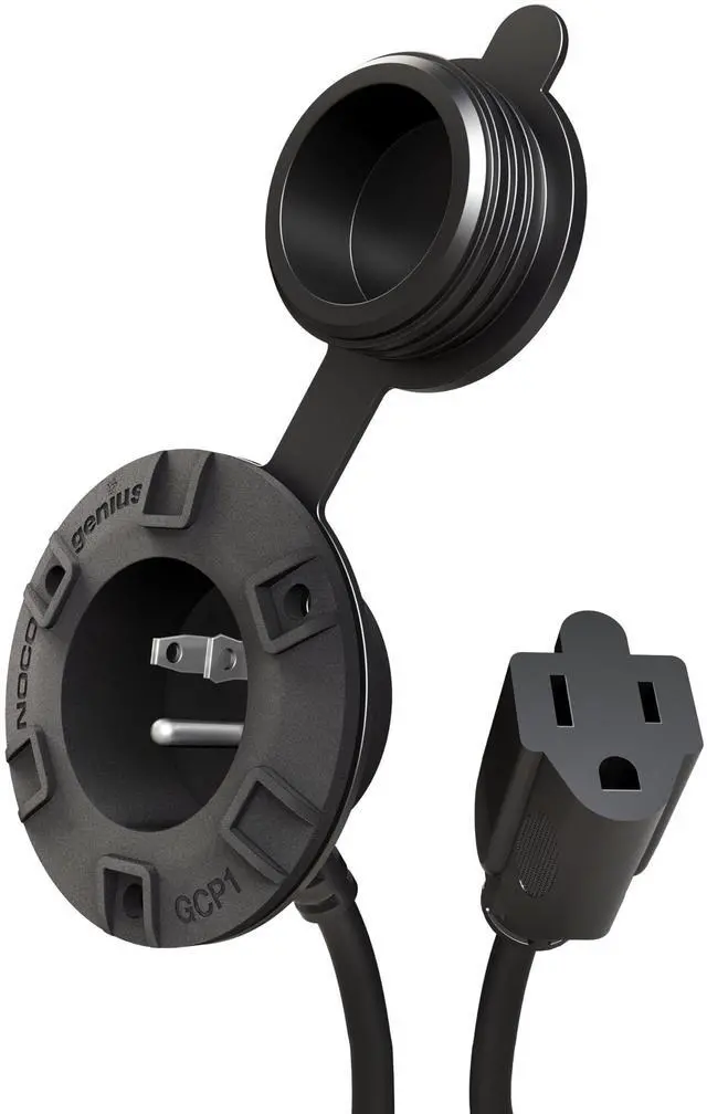 Main image of 15A AC Port Plug, 125V Power Inlet Socket, and Waterproof Electrical Outlet Receptacle Box with 16-Inch Integrated Outdoor Extension Cord