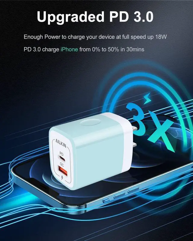 Alt view image 2 of 7 - 3pack USB C Charging Block, Multi Wall Outlet Plug for Apple iPhone 17e 17