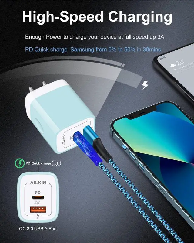 Alt view image 3 of 7 - 3pack USB C Charging Block, Multi Wall Outlet Plug for Apple iPhone 17e 17