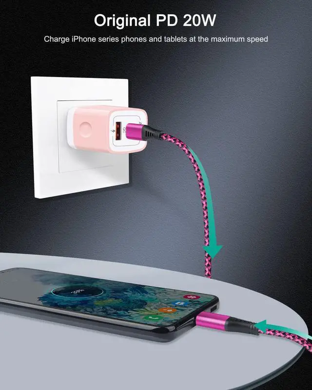 Alt view image 6 of 7 - 3pack USB C Charging Block, Multi Wall Outlet Plug for Apple iPhone 17e 17