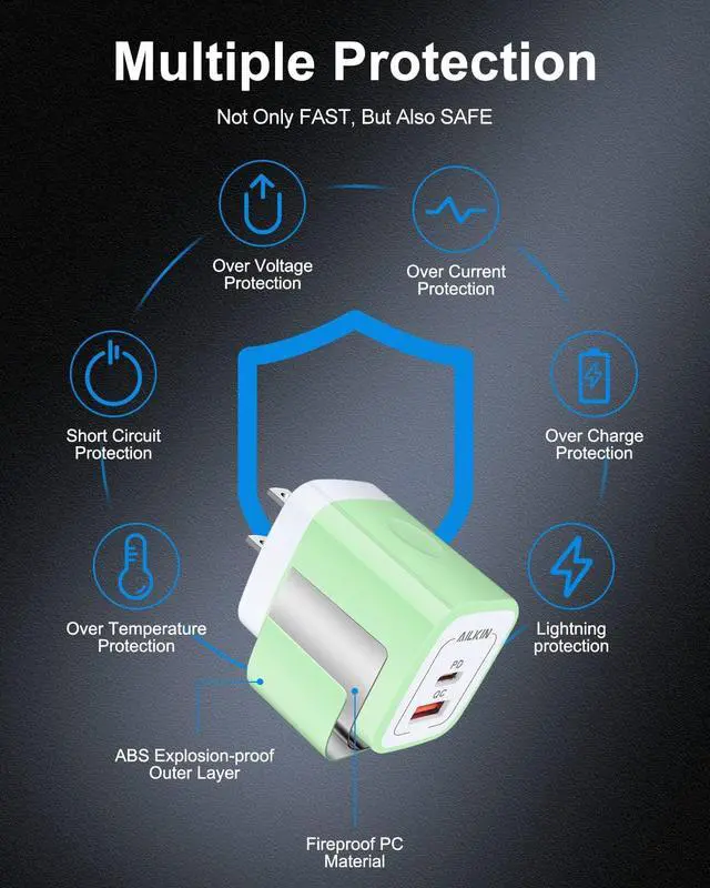 Alt view image 5 of 7 - 3pack USB C Charging Block, Multi Wall Outlet Plug for Apple iPhone 17e 17