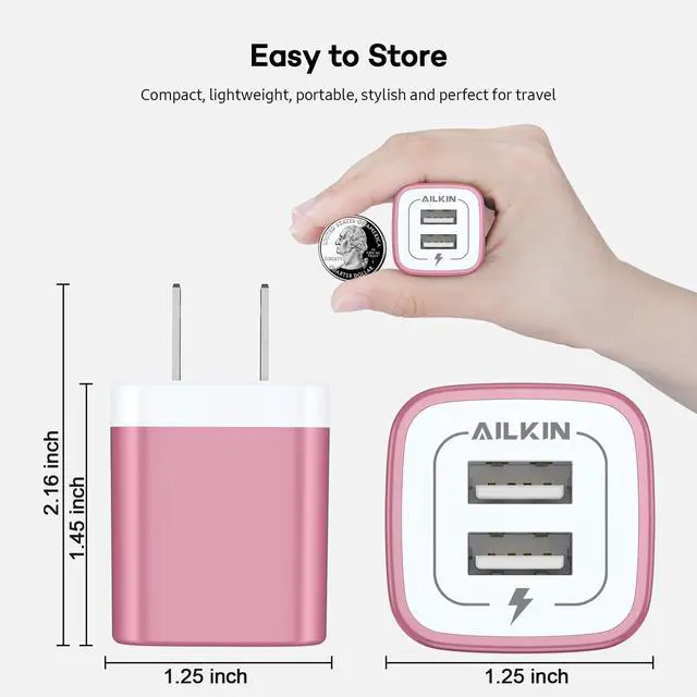 Alt view image 5 of 7 - USB Wall Charger, Charger Block, Multiport Fast Charge Power Brick