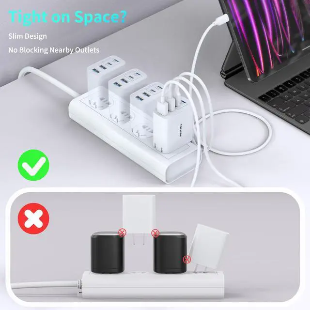 Alt view image 4 of 7 - 40W USB C Charger Block, 2-Pack Foldable Wall Charger