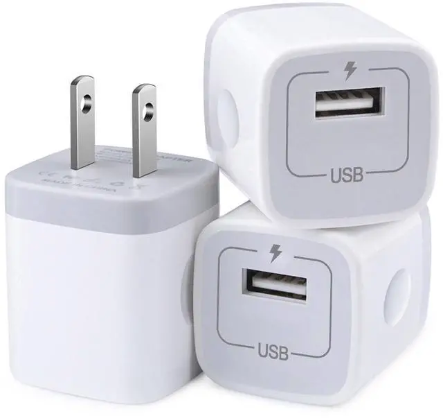 Main image of USB Wall Charger, Charger Block, 3-Pack Charging Cube 1A/5V One-Port Charging Block charger Box for iPhone 17e 17 Air 17 Pro Max 16 15 14 13 12 11,SE,XR/XS/X/8,iPad,Samsung Galaxy S26 A17,LG,Pixel 10a
