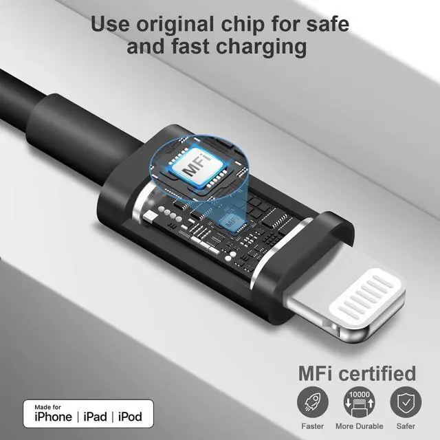Alt view image 2 of 7 - iPhone Charger Fast Charging USB C Charger Block Type C Charge iPad with 6FT C Chargers Cord Compatible with iPhone14/14 Pro Max/13/13Pro/12/12 Pro/11,iPad(Black)