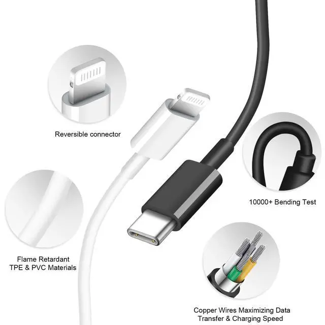 Alt view image 3 of 7 - iPhone Charger Fast Charging USB C Charger Block Type C Charge iPad with 6FT C Chargers Cord Compatible with iPhone14/14 Pro Max/13/13Pro/12/12 Pro/11,iPad(Black)