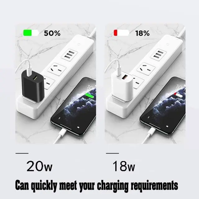Alt view image 4 of 7 - 2 Pack USB C Charger Block, Dual Port Type C Wall Charger Fast Charging 20W Power Adapter Cube for iPhone 14/14 Pro/14 Pro Max/14 Plus/13/12/11, XS/XR/X, iPad, Samsung, More