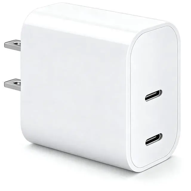 Main image of Dual USB C Charger Block for Apple Watch Series 11 10 iWatch iPhone iPad AirPods Pro,Wireless Charger Pad, 2 Port Type C Fast Charging 20W PD Power Adapter Plug Fast Charging Cube, White 1 Pack