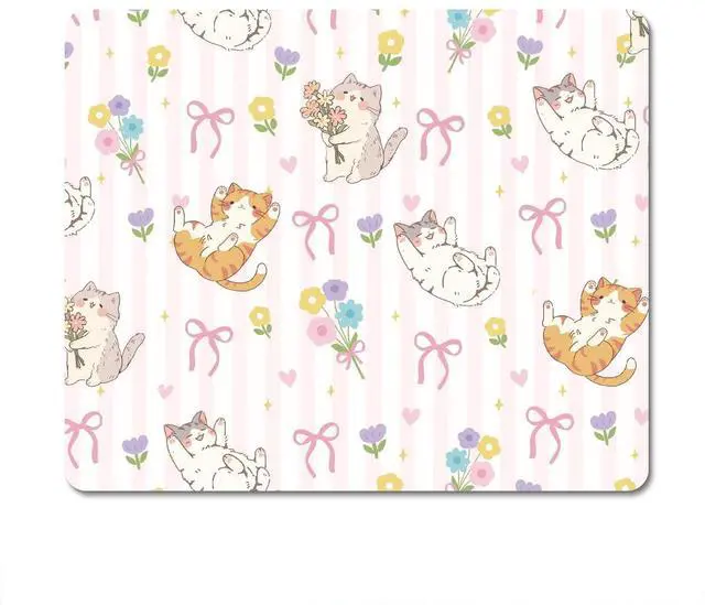 Main image of Cute Pink Cat Mouse Pad, Cute Desk Laptop Desktop Mouse Pad for Home Office Work Gaming Women Girls, Gifts for Cat Lovers, 9.4x7.8 Inch