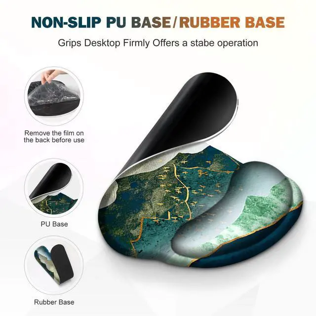 Alt view image 6 of 7 - Gaming Mouse Pad, Large Desk Mat, Cute Desk Pad Protector, 4in1 XXL Mousepad +Keyboard Wrist Rest+Mouse Wrist Rest+Coaster Set with Ergonomic Desk Pad for Home Office Table Computer Green Mountain