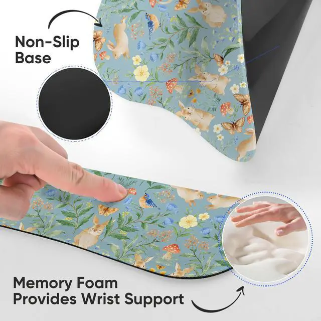 Alt view image 3 of 7 - Mouse Pad Wrist Rest Support Keyboard Set Circle Coaster Gaming Mouse Pad Ergonomic Gel Memory Foam Set for Computer, Laptop, Office, Pain Relief, Comfortably Typing Rabbit KM-40