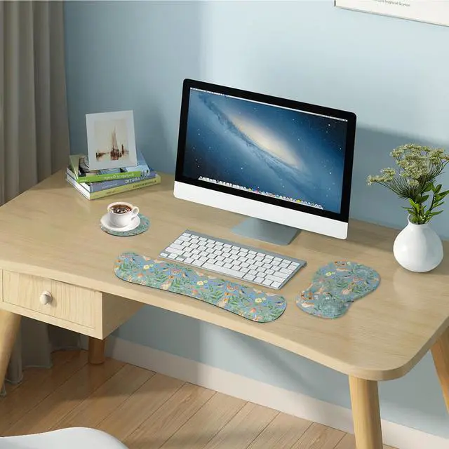 Alt view image 7 of 7 - Mouse Pad Wrist Rest Support Keyboard Set Circle Coaster Gaming Mouse Pad Ergonomic Gel Memory Foam Set for Computer, Laptop, Office, Pain Relief, Comfortably Typing Rabbit KM-40