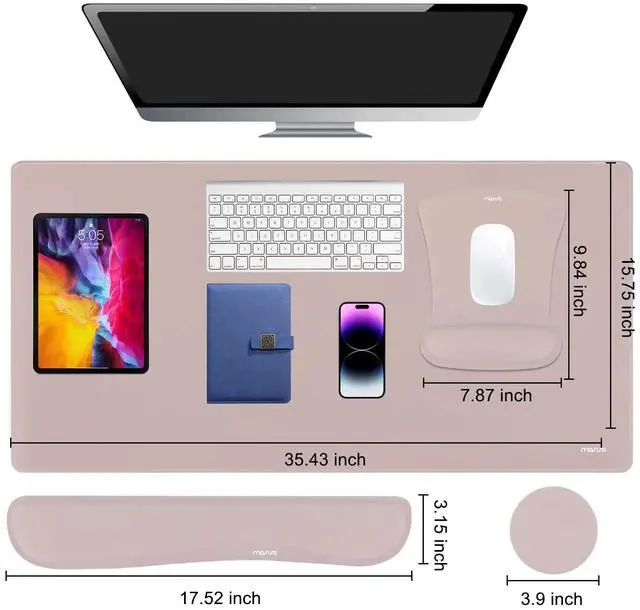Alt view image 2 of 7 - Keyboard Mouse Pad Set, Large Gaming Mousepad&Keyboard Wrist Rest&Mouse Wrist Rest&Coaster, Ergonomic Non-Slip Mousepad&Easy Typing Cushion with Memory Foam for Home Office, Taupe Brown