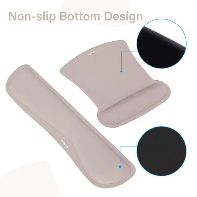 Alt view image 6 of 7 - Keyboard Mouse Pad Set, Large Gaming Mousepad&Keyboard Wrist Rest&Mouse Wrist Rest&Coaster, Ergonomic Non-Slip Mousepad&Easy Typing Cushion with Memory Foam for Home Office, Taupe Brown