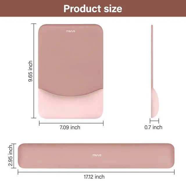 Alt view image 7 of 7 - Wrist Rest Support for Mouse Pad&Keyboard Set, Rectangular Ergonomic Mousepad Non-Slip Base Home/Office Pain Relief&Easy Typing Pad with Neoprene Cloth&Raised Silicone Lining, Salmon Pink