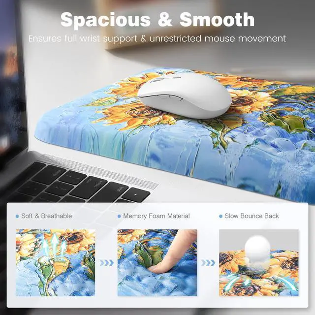 Alt view image 3 of 6 - Mouse Pad with Wrist Rest Ergonomic Comfortable Pain Relief Mousepad Wrist Support for Computer Sunflower