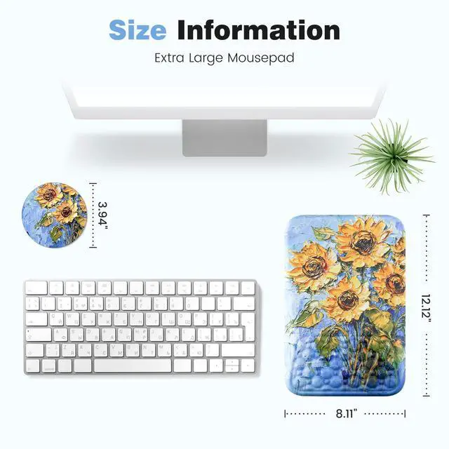 Alt view image 6 of 6 - Mouse Pad with Wrist Rest Ergonomic Comfortable Pain Relief Mousepad Wrist Support for Computer Sunflower