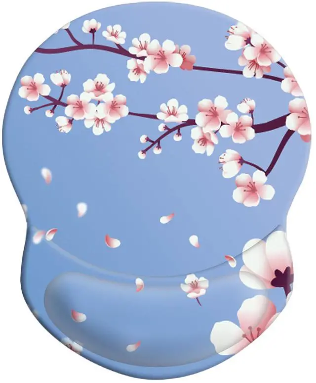 Main image of Mouse Pad with Ergonomic Gel-Filled Wrist Rest and Non-Slip PU Base, Comfortable & Accurate Computer Mouse Pad with Support for Home Office Working Studying (Cherry Blossom)