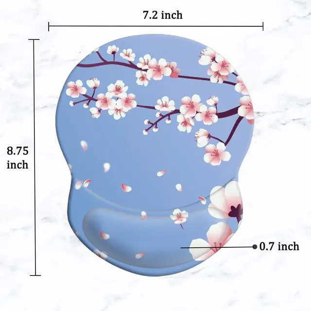 Alt view image 5 of 7 - Mouse Pad with Ergonomic Gel-Filled Wrist Rest and Non-Slip PU Base, Comfortable & Accurate Computer Mouse Pad with Support for Home Office Working Studying (Cherry Blossom)