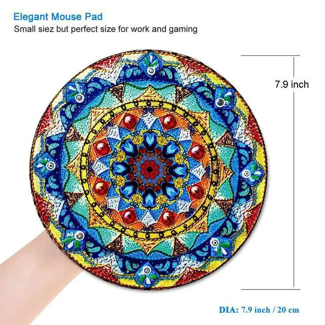 Alt view image 5 of 7 - Mouse Pad, Round Mandala Mouse Mat, Small Mousepad with Designs, Non-slip Rubber Mouse Pad with Stitched Edge, Customized Mouse Pad for Women Girls Office Dorm Computer Laptop, 7.9 x 7.9 Inch
