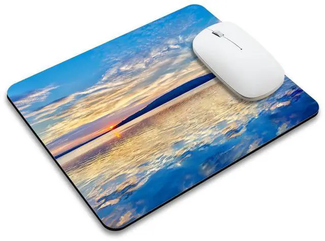 Main image of Beautiful Lake and Mountains at Sunset Mouse Pad Mat Rectangle Non-Slip Rubber Base Computer Mousepad