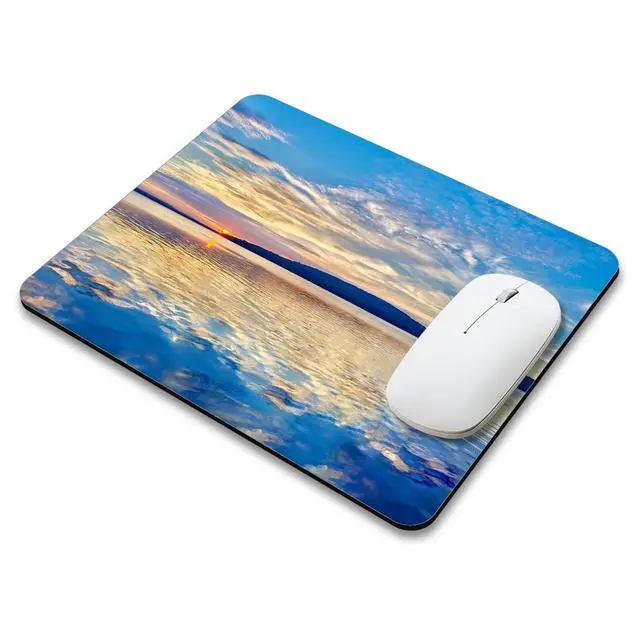 Alt view image 3 of 6 - Beautiful Lake and Mountains at Sunset Mouse Pad Mat Rectangle Non-Slip Rubber Base Computer Mousepad