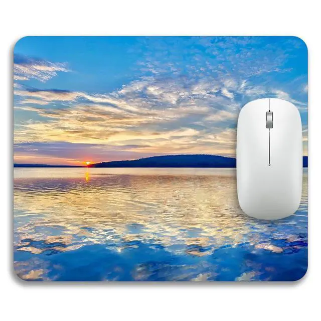 Alt view image 2 of 6 - Beautiful Lake and Mountains at Sunset Mouse Pad Mat Rectangle Non-Slip Rubber Base Computer Mousepad