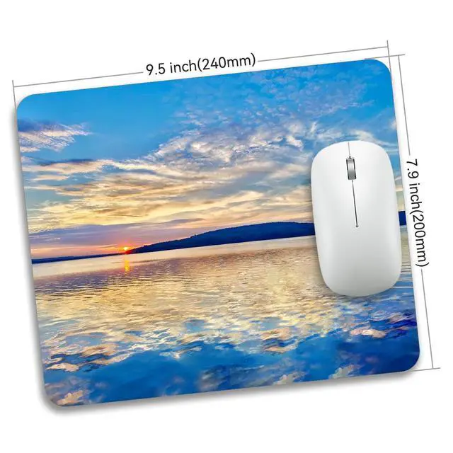 Alt view image 4 of 6 - Beautiful Lake and Mountains at Sunset Mouse Pad Mat Rectangle Non-Slip Rubber Base Computer Mousepad