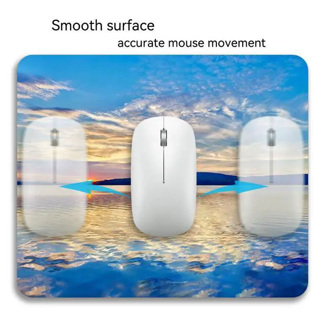 Alt view image 6 of 6 - Beautiful Lake and Mountains at Sunset Mouse Pad Mat Rectangle Non-Slip Rubber Base Computer Mousepad