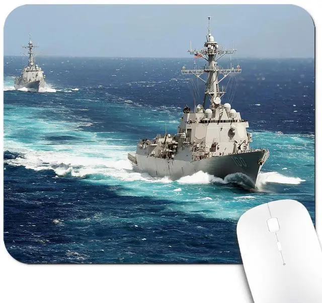 Main image of 9.5x7.9 Inch Office/Gaming Mouse Pad, U.S. Navy Arleigh Burke - Class Destroyer Sailing on The Ocean Patriotic Military Theme Cute Anti-Slip Mat for Desk