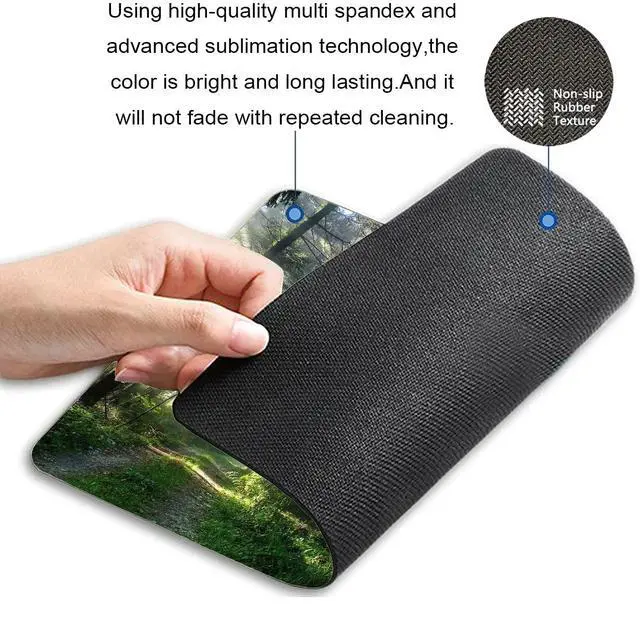 Alt view image 2 of 4 - Rectangle Mouse Pad Misty Forest, Sunshine Trees Premium-Textured Custom Mouse Mat Design,Washable Mousepads Non-Slip Rubber Base Computer Mousepad Personalized for Wireless Mouse