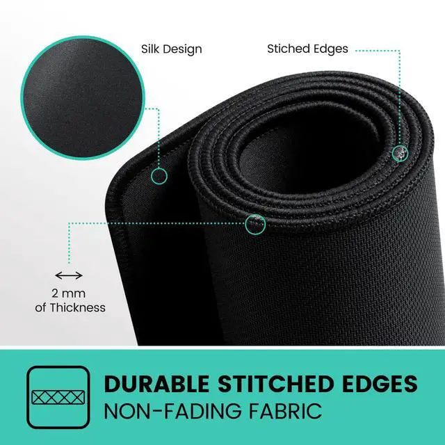 Alt view image 3 of 7 - DX-1000L Waterproof Gaming Mouse Pad with Stitched Edge - Non-Slip Rubber Base Design for Laptop or Desktop Computer - L Size 12.60x10.60x0.08 Inches
