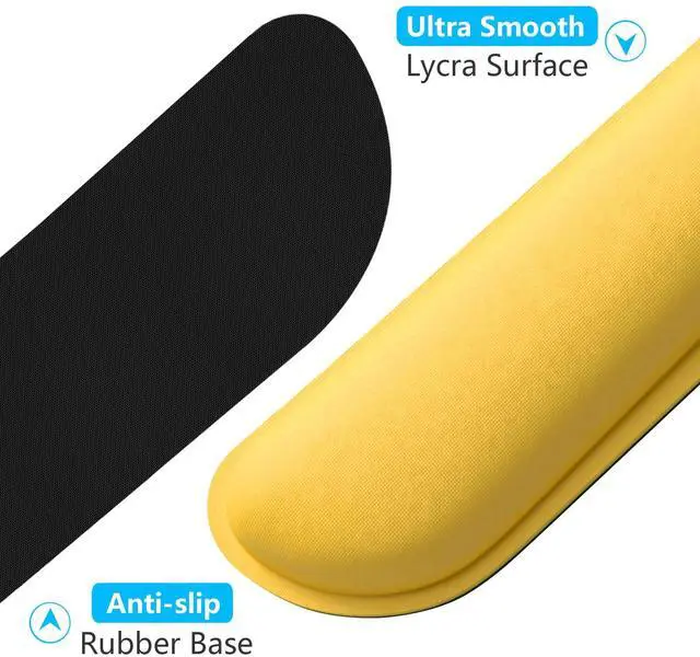 Alt view image 4 of 7 - Enlarge Keyboard Wrist Rest, Cute Memory Foam Keyboard Wrist Cushion for Computer Desk Mats Support, Typing Pain Relief Ergonomic Mouse Pad Rests with Non-Slip Base for Gaming, Laptop, Yellow