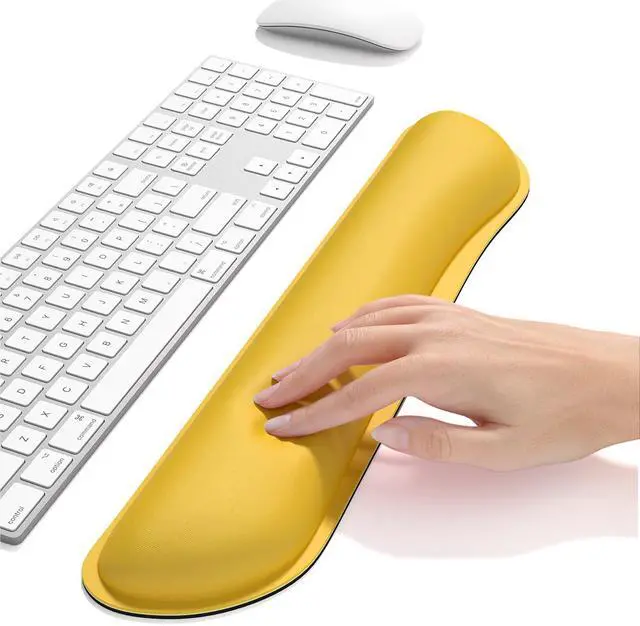 Alt view image 5 of 7 - Enlarge Keyboard Wrist Rest, Cute Memory Foam Keyboard Wrist Cushion for Computer Desk Mats Support, Typing Pain Relief Ergonomic Mouse Pad Rests with Non-Slip Base for Gaming, Laptop, Yellow