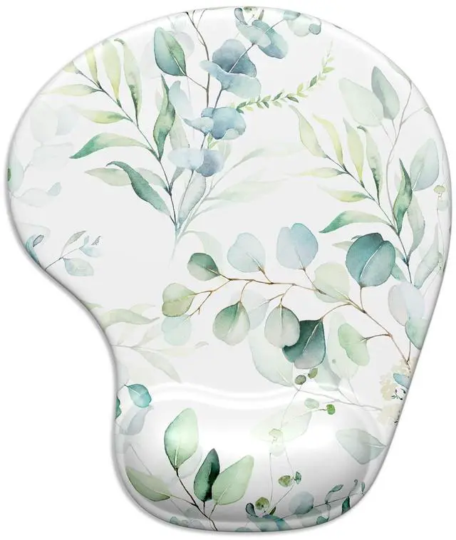 Main image of Ergonomic Mouse Pad with Gel Wrist Support Wrist Rest Smooth Surface Non-Slip PU Base Comfortable Office Supplies Pain Relief, 9.5 x 8 inches, Leaves and Branches