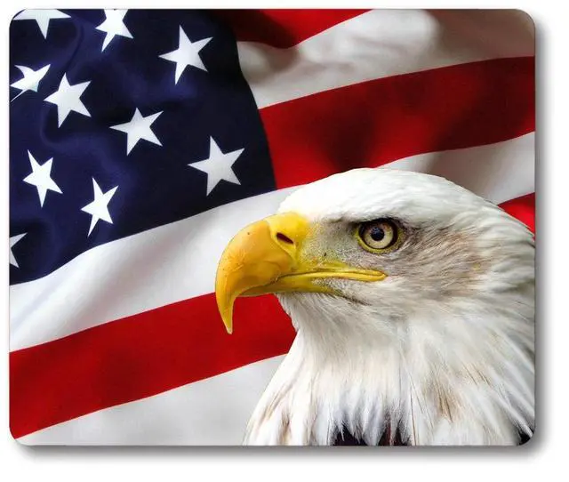 Main image of Non-Slip Rubber Mousepad Eagle on American Flag Mouse Pad