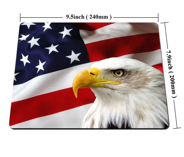Alt view image 2 of 5 - Non-Slip Rubber Mousepad Eagle on American Flag Mouse Pad