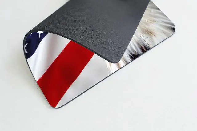 Alt view image 4 of 5 - Non-Slip Rubber Mousepad Eagle on American Flag Mouse Pad