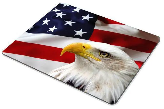 Alt view image 3 of 5 - Non-Slip Rubber Mousepad Eagle on American Flag Mouse Pad