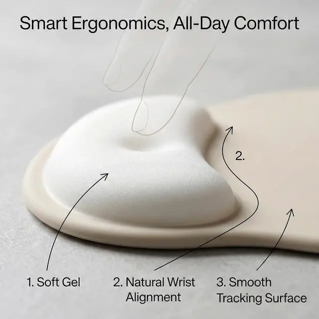 Alt view image 2 of 7 - Mouse Pad with Gel Wrist Rest Support, Non-Slip High Viscosity Base for Office, Gaming, Computer & Laptop - Colorful Design Desk Accessory (Solid Khaki)
