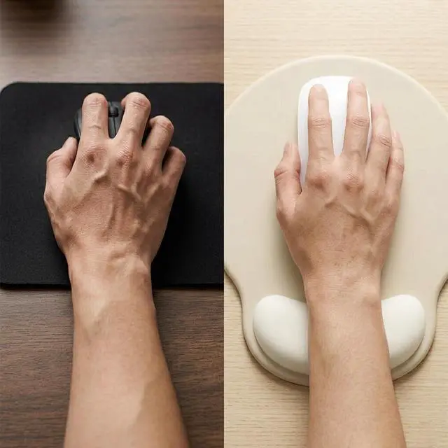 Alt view image 6 of 7 - Mouse Pad with Gel Wrist Rest Support, Non-Slip High Viscosity Base for Office, Gaming, Computer & Laptop - Colorful Design Desk Accessory (Solid Khaki)