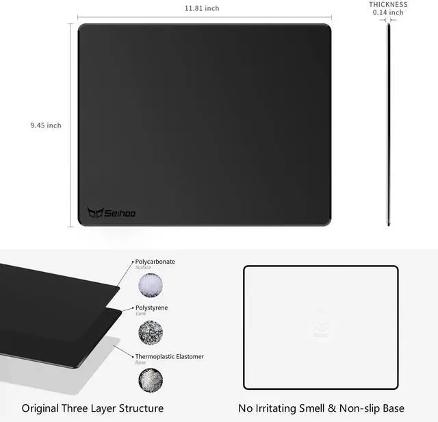 Alt view image 6 of 7 - Plastic Resin Hard Mouse Pad Premium Esports Waterproof Ultra Smooth No Irritating Smell Environment Fast and Accurate Control for Office and Gaming Laptop(11.81x9.45in)