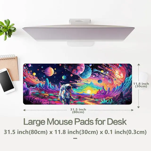 Alt view image 5 of 7 - Astronaut Mouse Pad Desk Mat Fantasy Planet Space Large Gaming Mouse Pad Anime Desk Pad Mousepad XL Extended Keyboard Mat Futuristic Cosmic Adventure Mouse Mat, Waterproof, 31.5 x 11.8 in