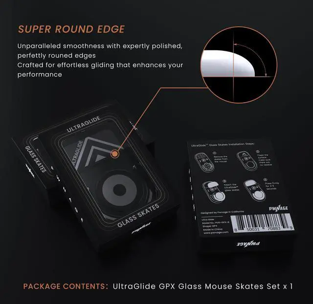 Alt view image 3 of 6 - Ultraglide Glass Skates Feet for G Pro X Superlight , Ultra-Smooth and Durable, 3M Adhesive, fit for Gaming Mouse Black and White