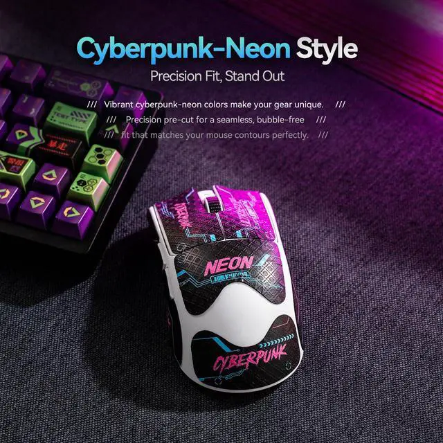 Alt view image 4 of 6 - Pack Cyberpunk-Neon Mouse Grip Tape for G PRO Wireless/G PRO 2 Lightspeed - 0.5mm Ultra-Thin Anti-Slip Sweat-Resistant Pre-Cut Professional Competitive Upgrade Kit
