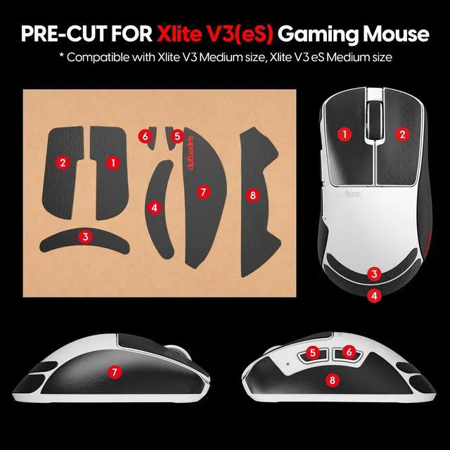 Alt view image 5 of 6 - SUPERGRIP Griptape Set for Xlite v3, ES v3 Medium Sweat Absorbing High Performance Anti Slip 3M Adhesive no Residue Mouse Grip Tape Ultra-Thin 0.5mm (0.02in)